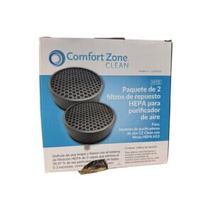 Comfort Zone Clean Air Purifier HEPA Replacement Filter 2 Pack New In Box